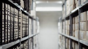 Shelves with archived files